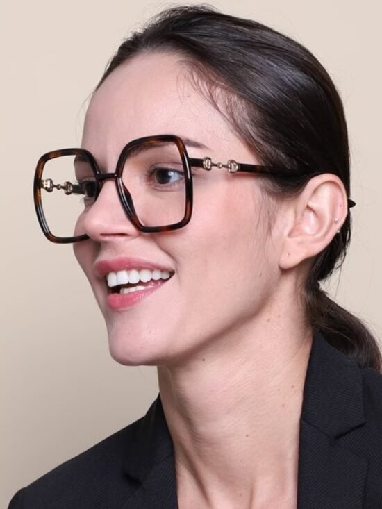 Gucci Women Eyeglasses Havana Demo Square Oversized GG0890O 002 NEW AUTHENTIC main image 2